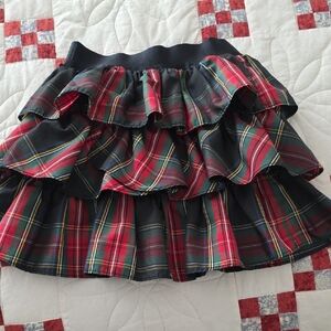 Girls' Ralph Lauren Plaid Taffeta Plaid Ruffle Skirt